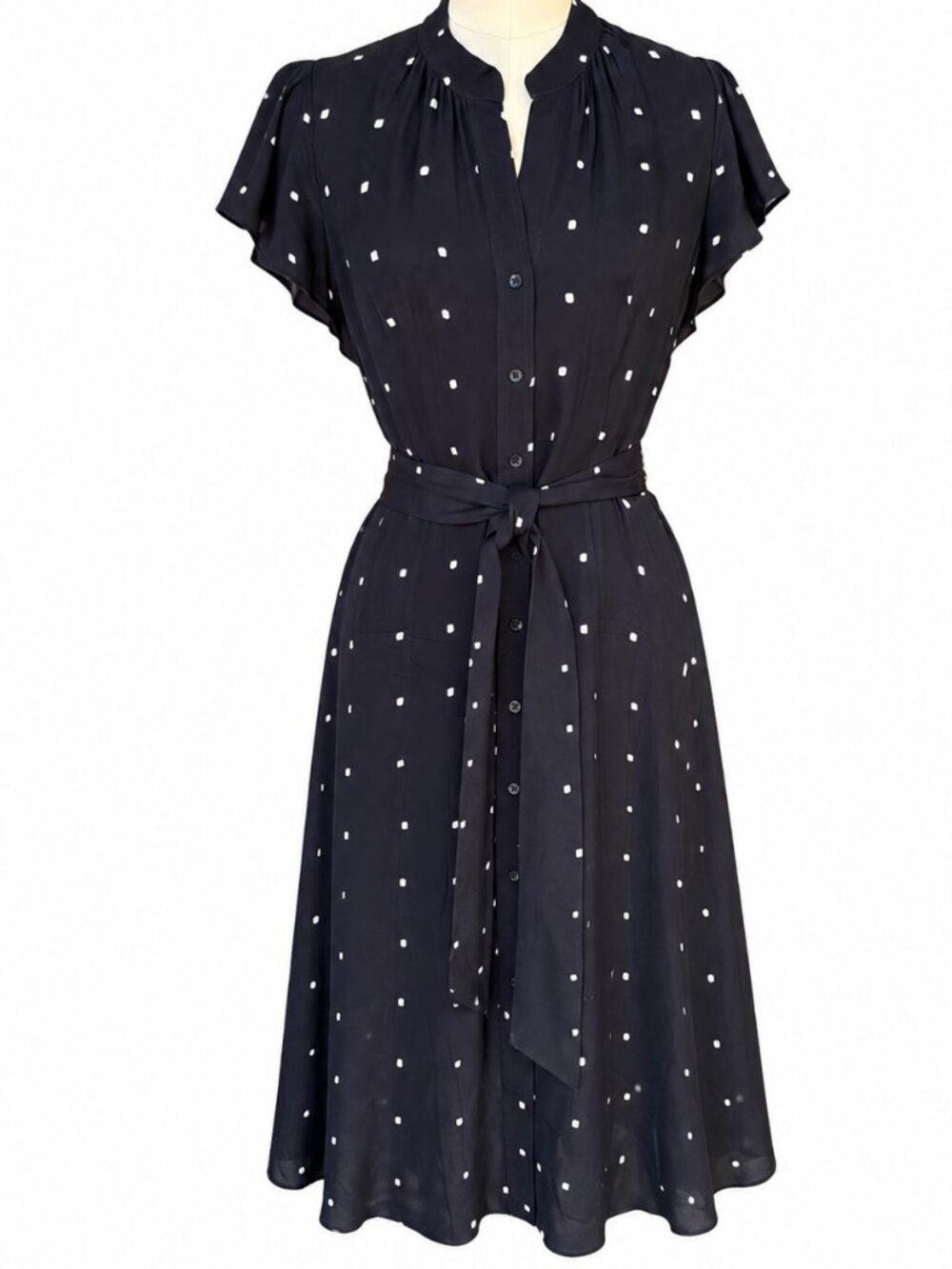 💋LN Executive Office Dress | Elie Tahari | Midnight Polka Dot | Size 4 | Belted